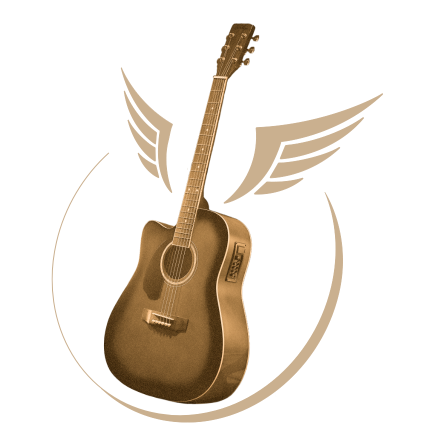 guitar with wings in gold color